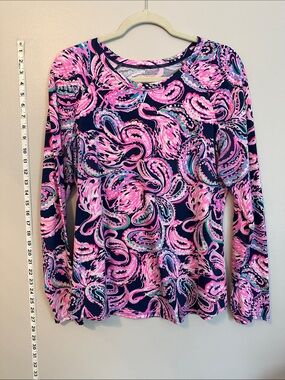 Lilly Pulitzer Navy & Pink Paisley-Print Long Sleeve Tee